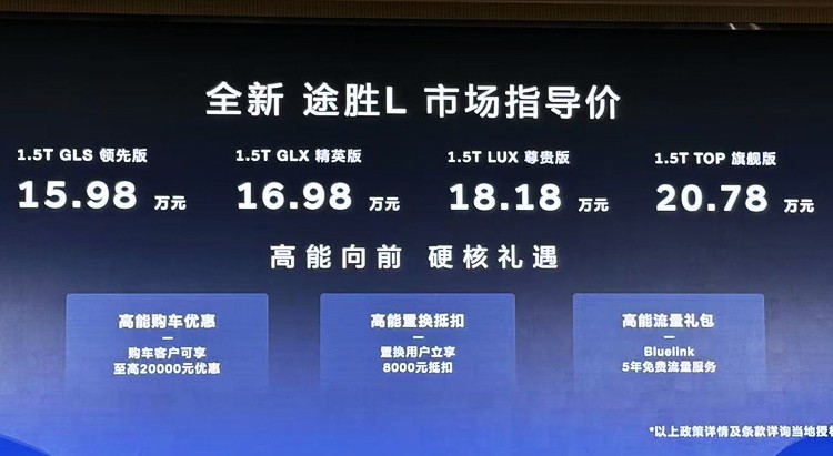 售1598万-2078万 现代全新途胜L正式上市(图1)